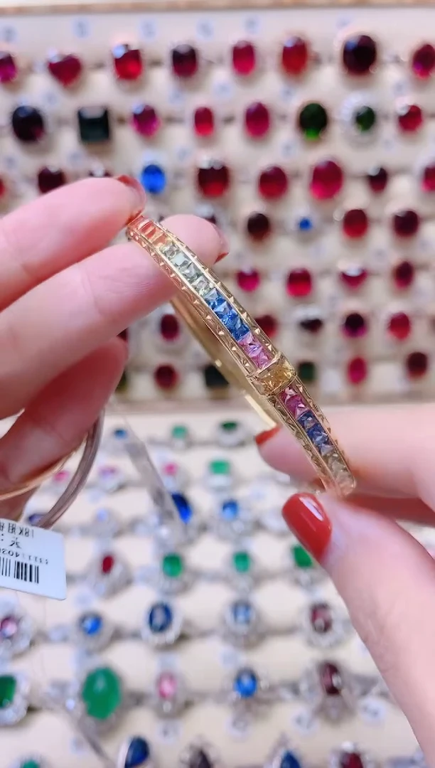 手镯彩色蓝宝石18K金镶嵌1