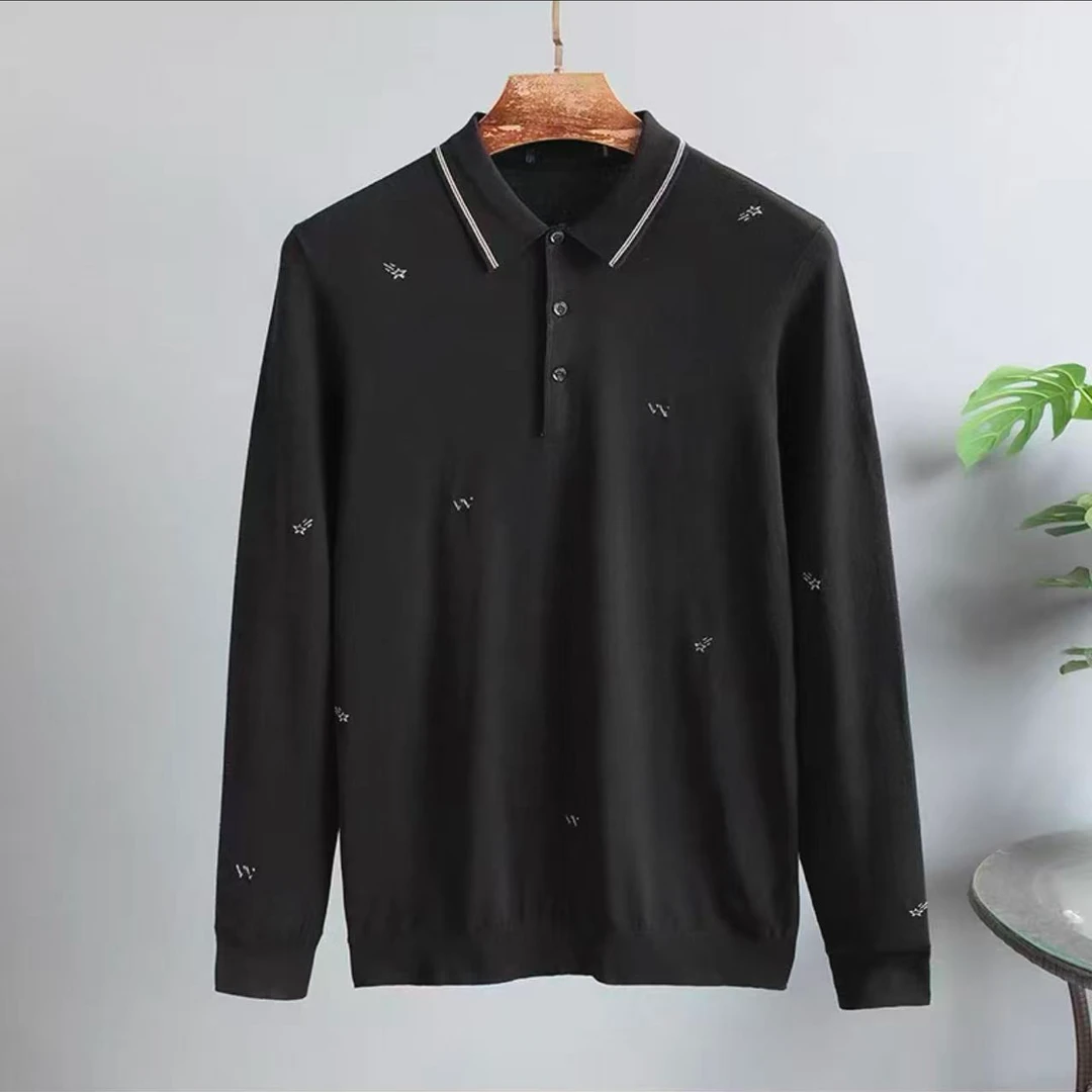 海家剪标！2025秋冬新款POLO领男士印花长袖针织衫MZ 3U111A