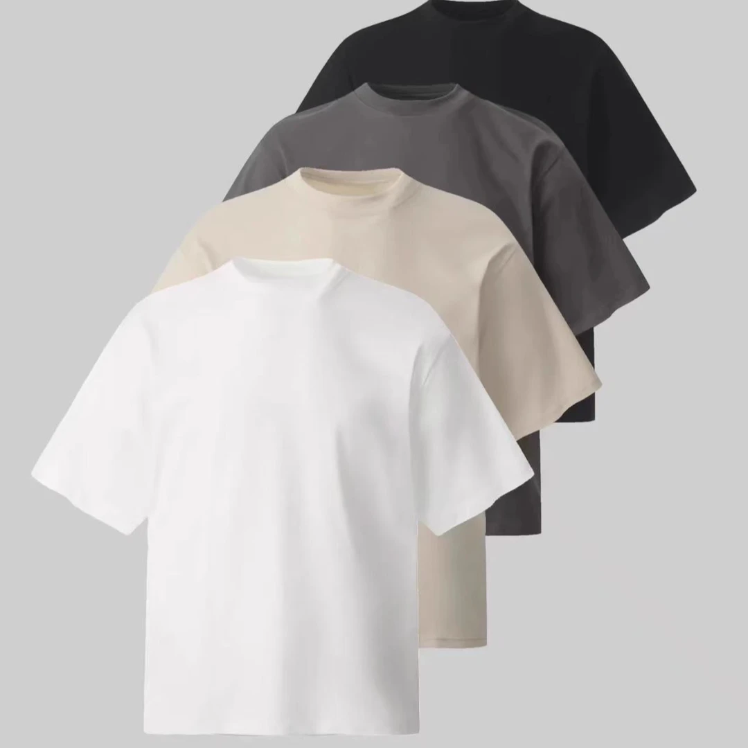 （2号）重磅小领口国潮牌T恤美式街头刺绣印花短袖男夏季宽松情侣