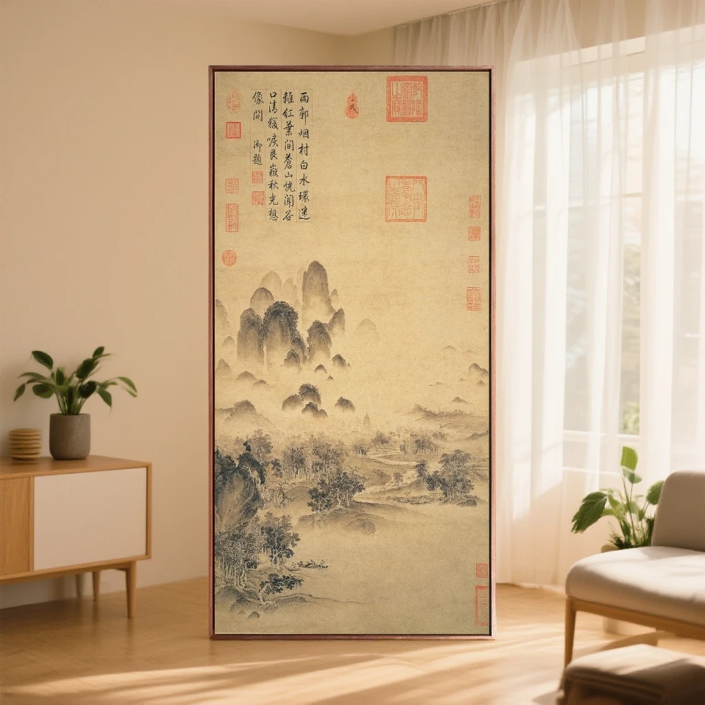 溪山秋色L框 博物馆复刻 客厅 书房挂画