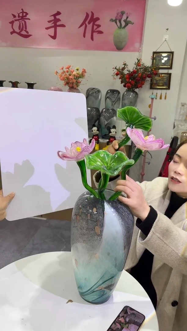 有机玻璃老板娘高顿孤品摆件4枝荷花