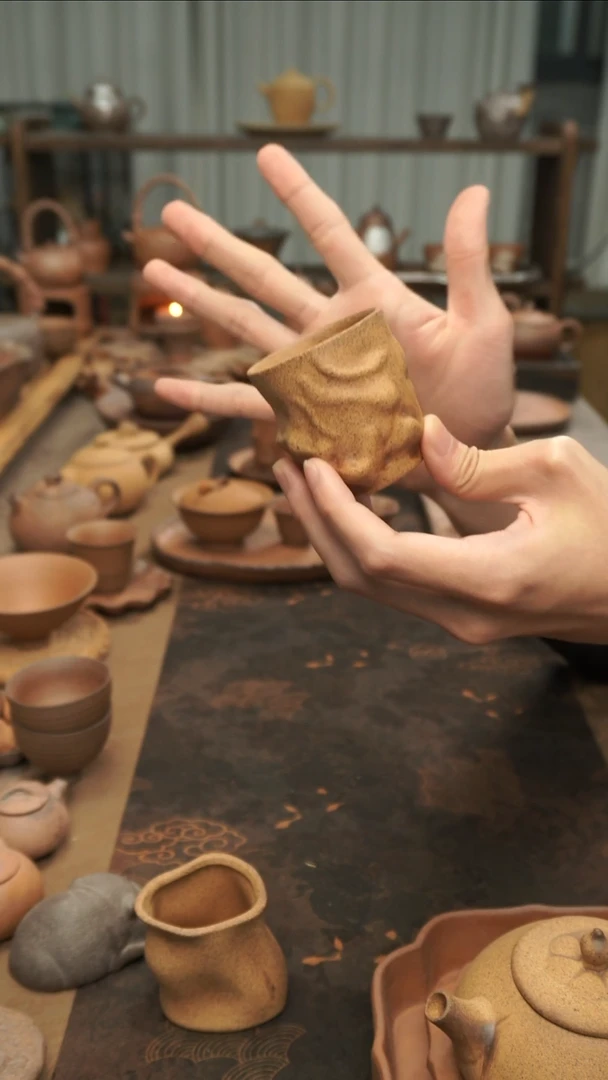 原矿料老岩泥  手捏异形主人杯80ml