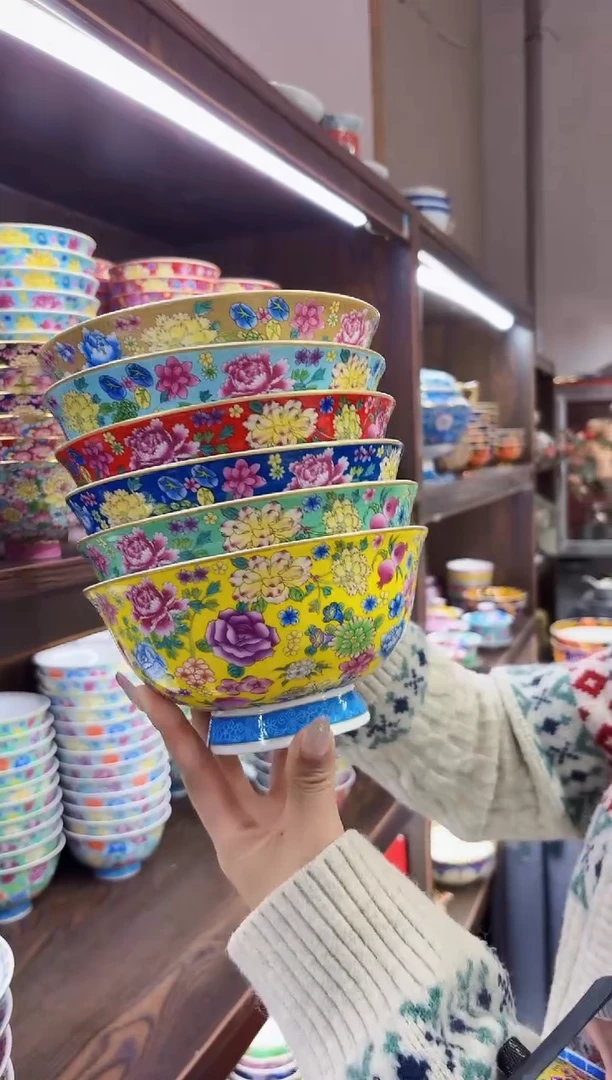 珐琅 6英寸面碗6个景德镇陶瓷