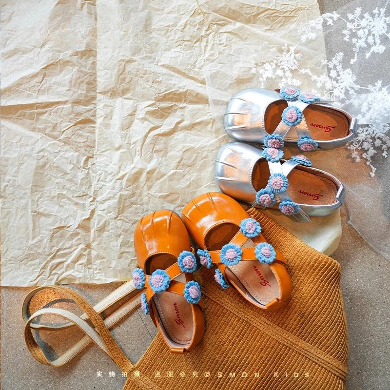 女童皮鞋2025春秋新款儿童公主鞋小女孩花朵浅口单鞋软底小皮鞋