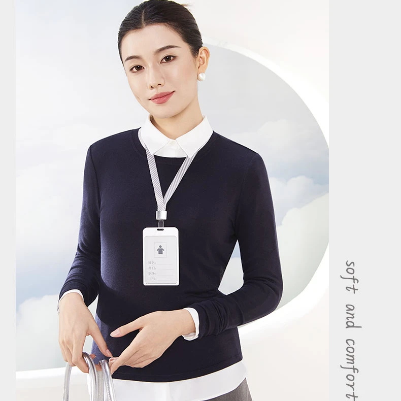 燕苹新秋款时尚百搭圆领莱赛尔自发热纤维5A抑菌绵羊毛打底A6671