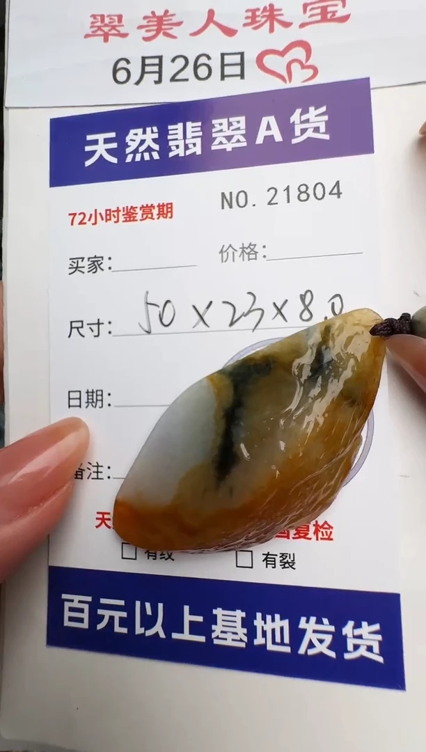 翡翠未镶嵌颈饰原石21804