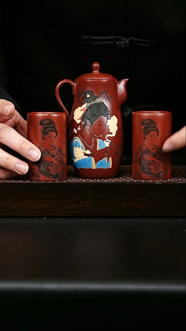茶壶紫砂宜兴紫砂 明式宝瓶 朱泥 马千里h548