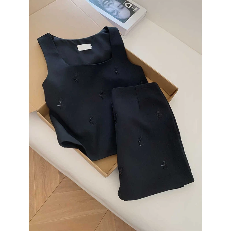夏季穿搭一整套女2025新款韩系洋气背心马甲配气质显瘦短裙两件套