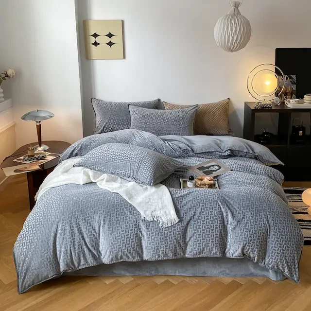 【复古格】200*230cm轻奢柔软丝滑四件套针织透气简约亲肤四件套