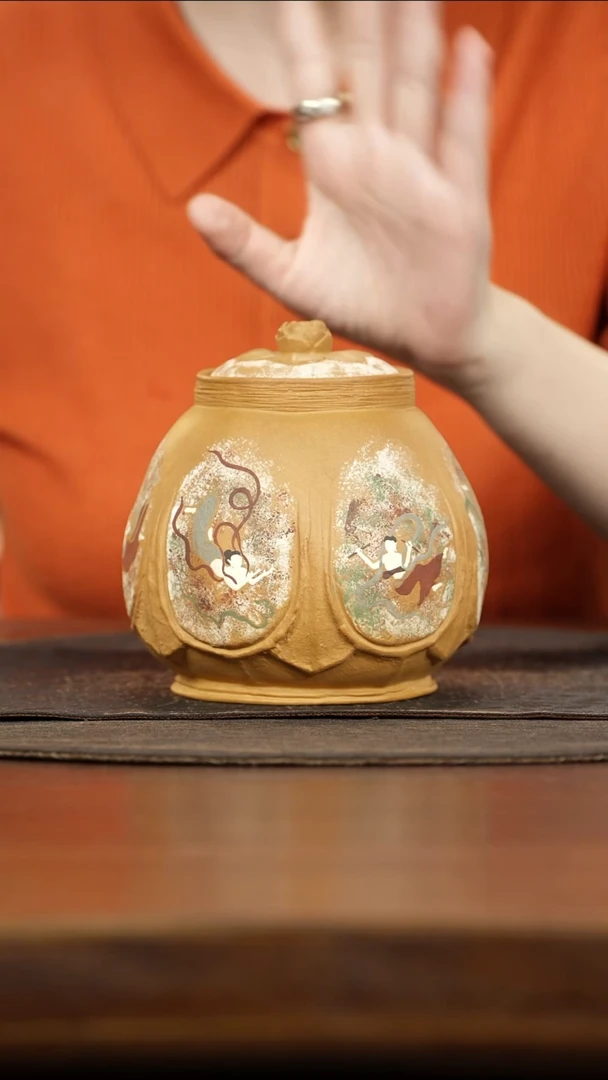 紫砂茶叶罐汐**觉花开敦煌飞天款罐