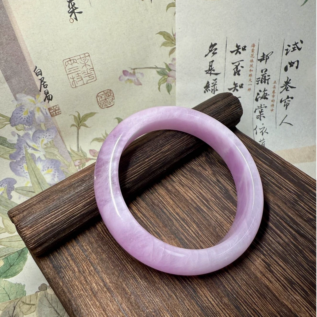 天然紫锂辉手镯熏衣草12.5mm宽手镯