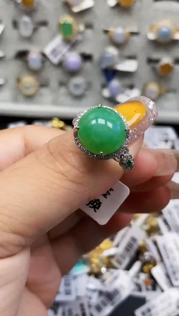 银S925镶嵌戒指翡翠0097