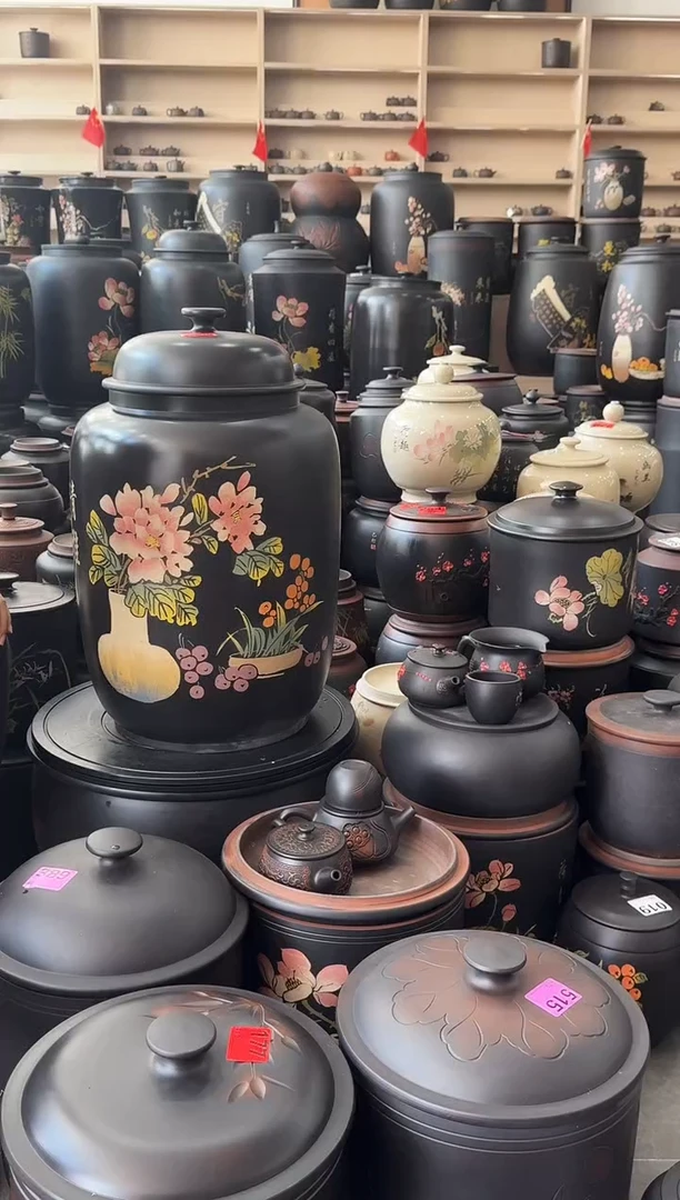 罐完品茶缸高50cm彩填将军拱盖   248