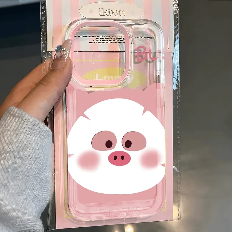 敷面膜小猪苹果16/16promax手机壳iPhone15透明大孔13pro防摔12