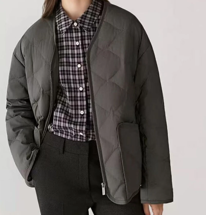 【叶子好物】B696新款羊毛混纺平纹布鹅绒服