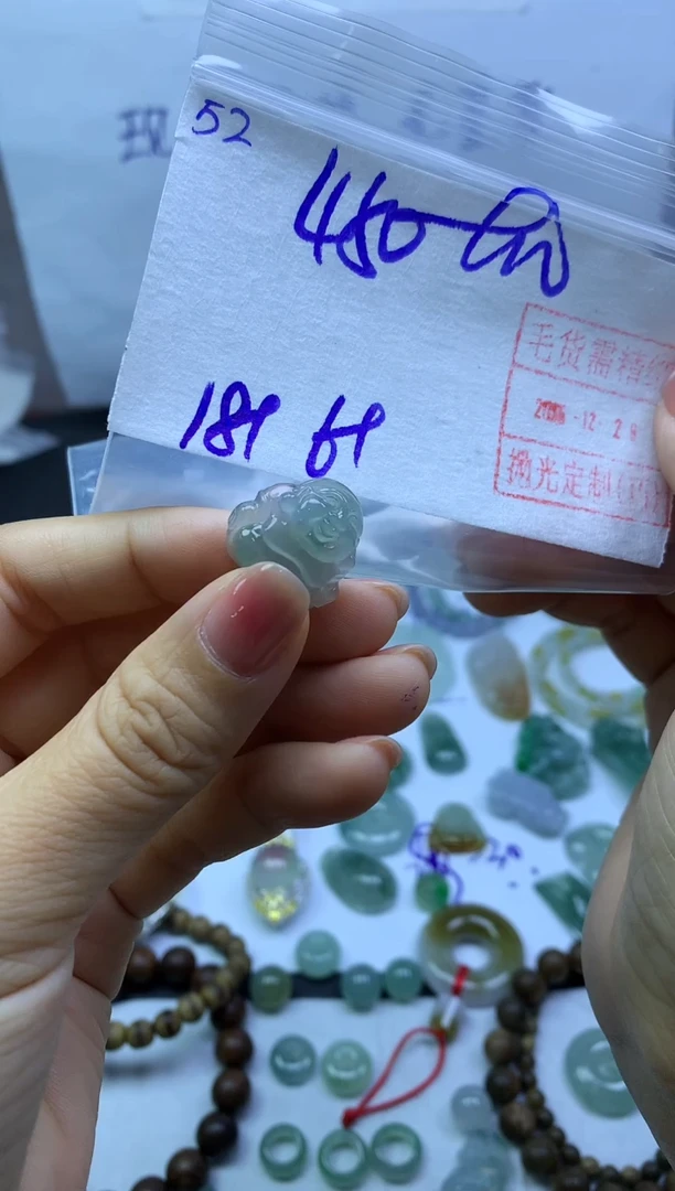 未镶嵌定制翡翠52宝宝佛*460元毛货需精抛光