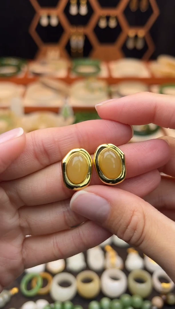 银S925镶嵌和田玉耳饰福利