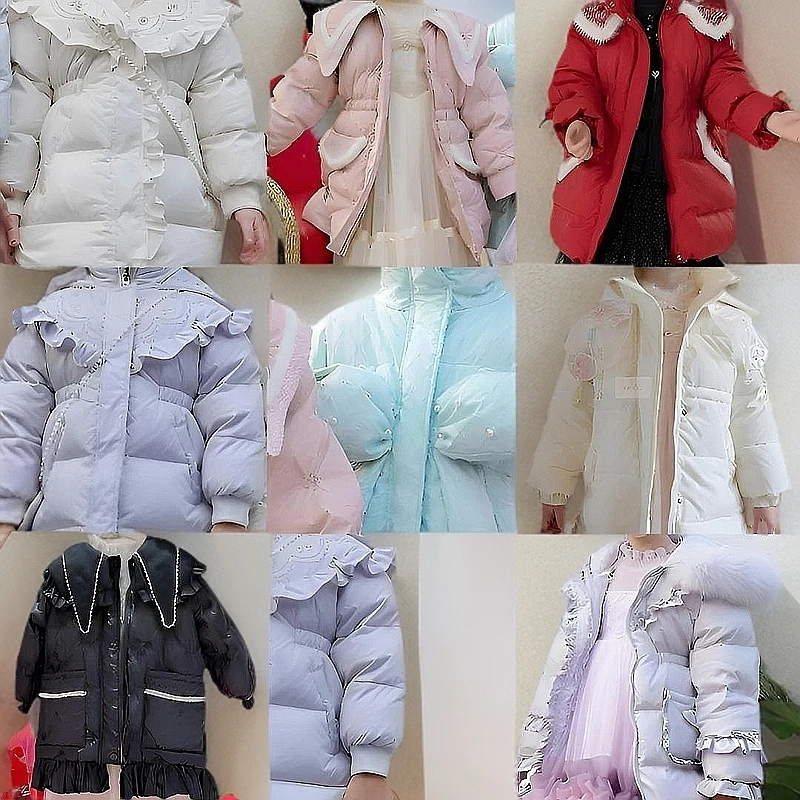 儿童外套童装女童羽绒服冬季时尚连体连帽中长款加厚小童女宝