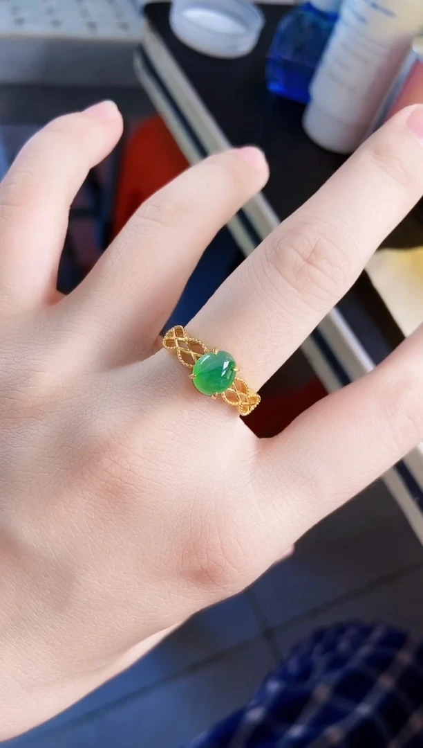 翡翠戒指银S925镶嵌00