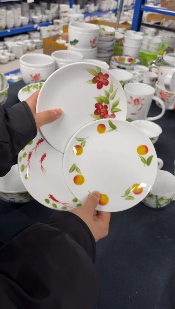 景德镇高温陶瓷食品级手绘釉中彩-6寸骨碟3个