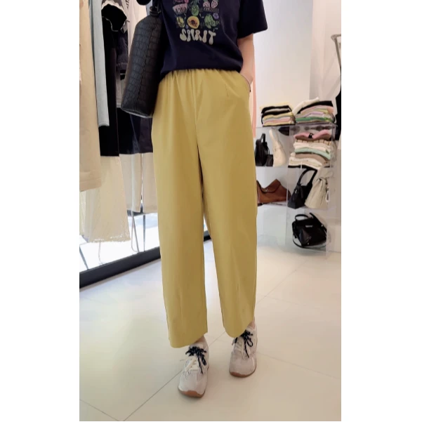 春夏款松紧腰时尚不挑人后一粒扣不易皱八九分休闲裤