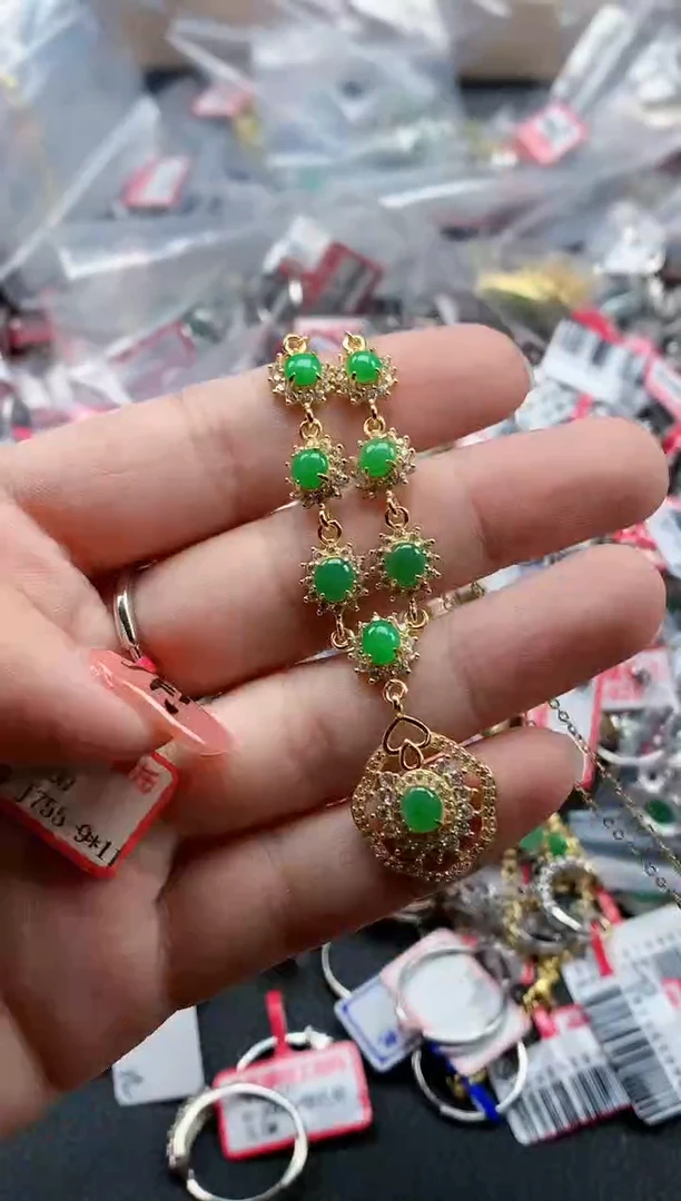 银S925镶嵌戒指翡翠天然A货缅甸翡翠