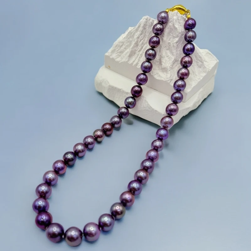 【玺润珠宝】紫梦星河紫色极光炫彩珍珠项链9-11mm 【多样性发货】