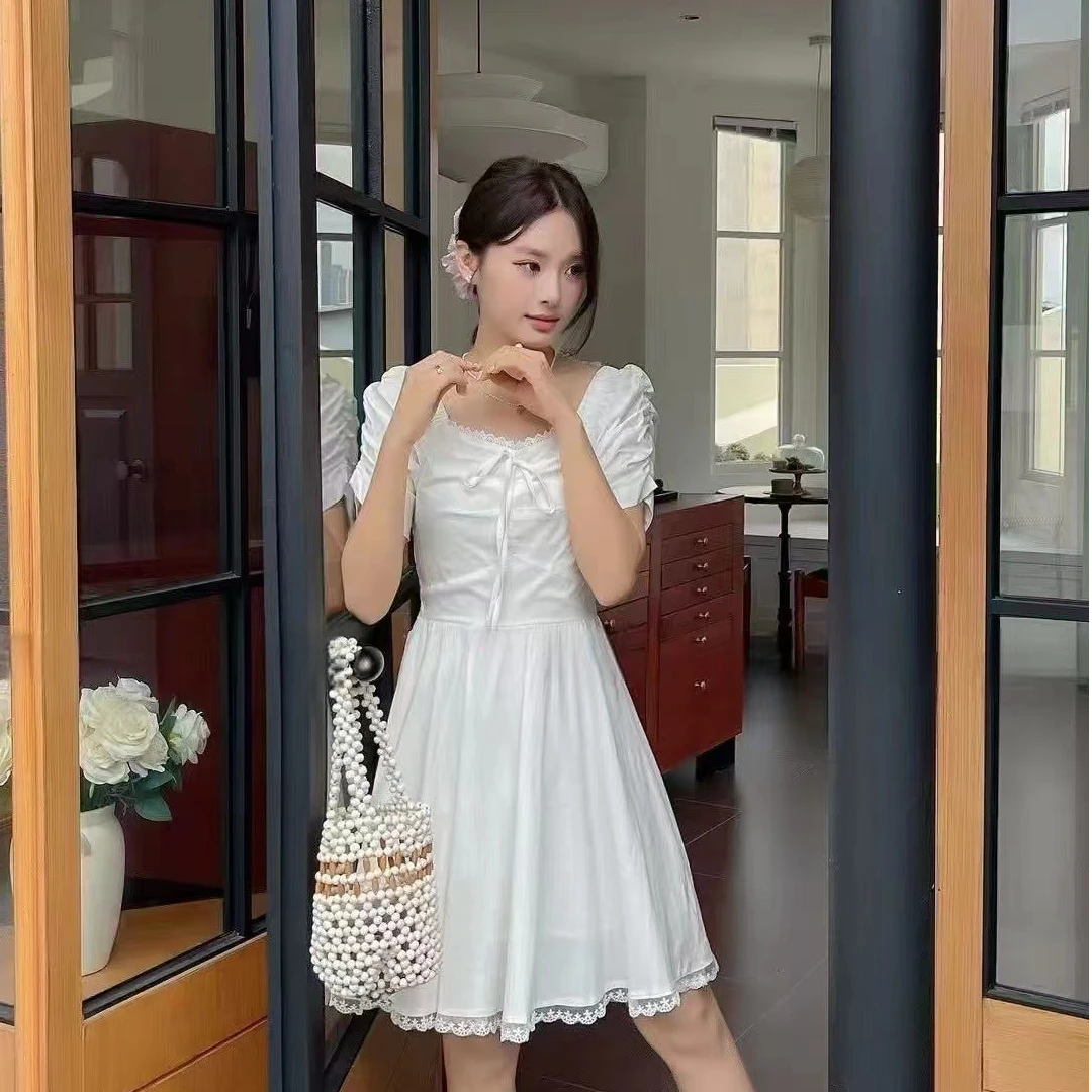 【芊朵 】2025夏季新款千金甜美初恋连衣裙女小众绑带气质收腰裙子