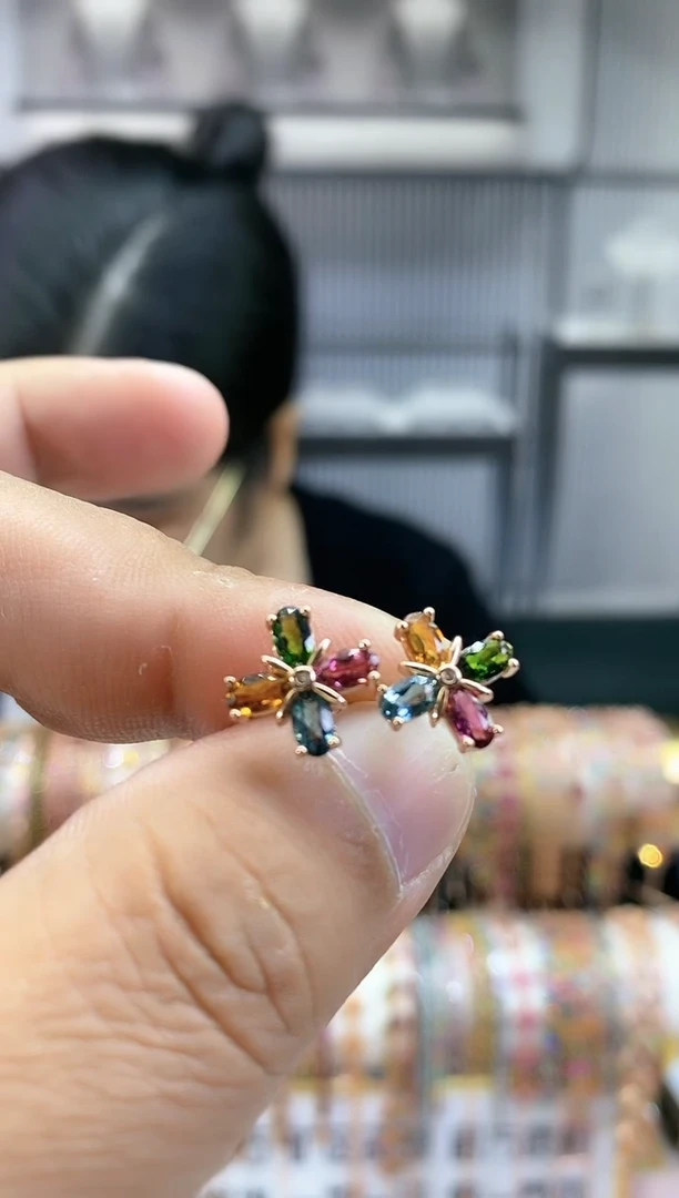 银S925镶嵌耳钉碧玺1566565651615