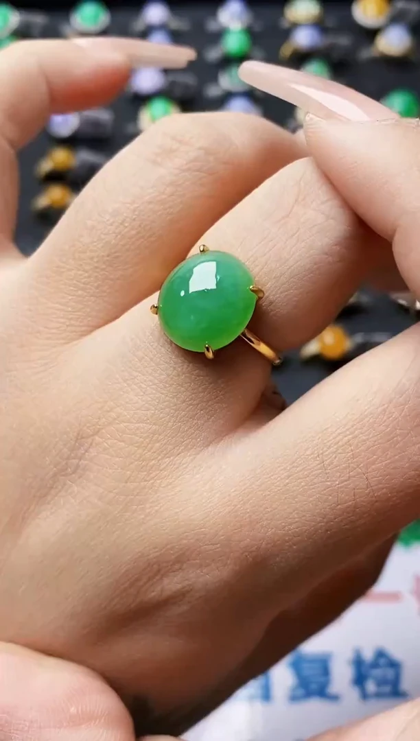 银S925镶嵌戒指翡翠0080