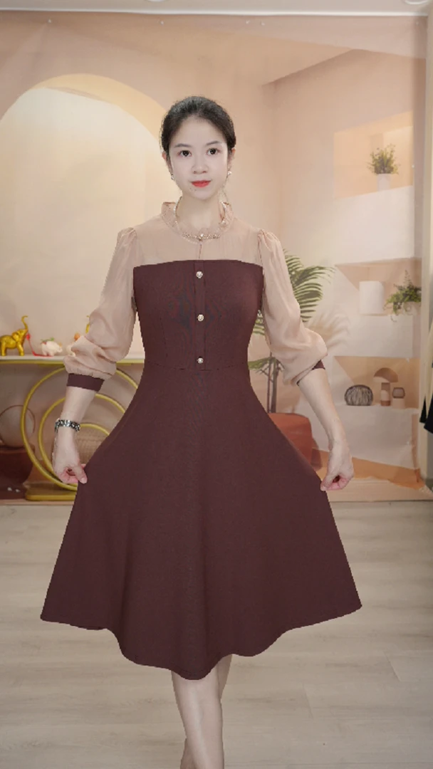 X0719 长袖设计师秋季裙子潮牌女连衣裙中长裙长款套头常规