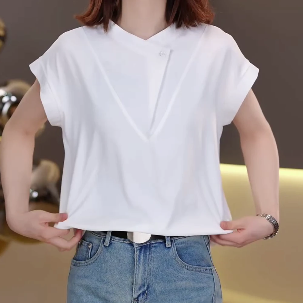 夏季新品 气质百搭短袖T恤女2025新款小衫时尚休闲简约洋气
