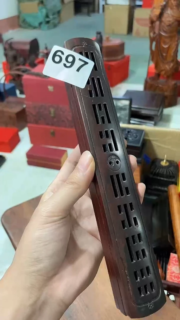 木镂空抽拉香盒//697