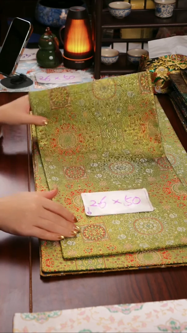 【八达运绿双面】中国风干泡织锦茶席26*50