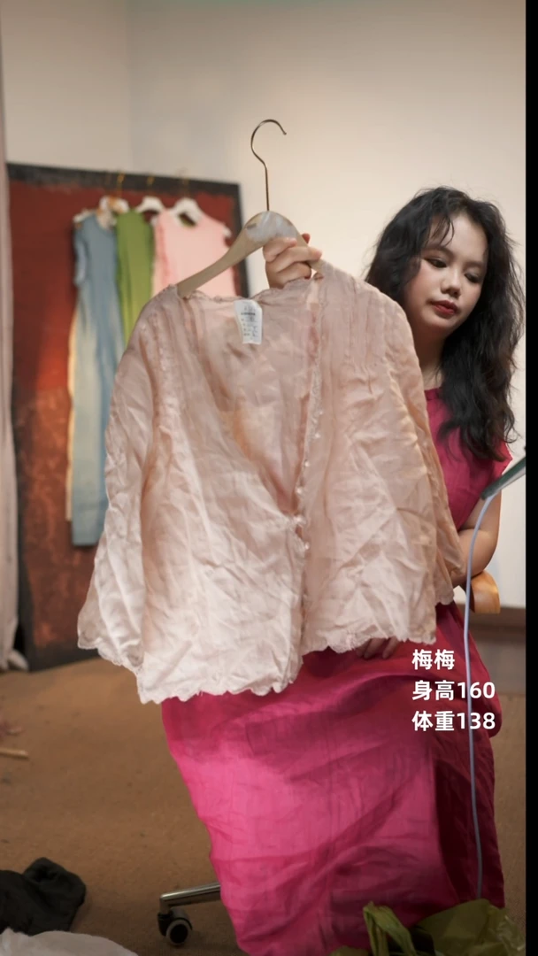 苎麻粉色外套上衣