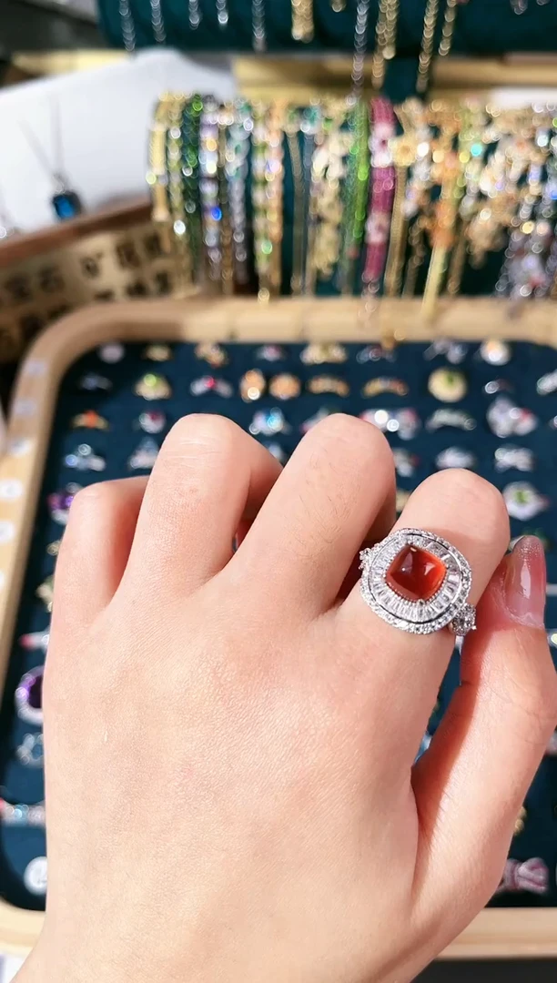 【闪购商品】石榴石（芬达石）戒指银S925镶嵌F-629