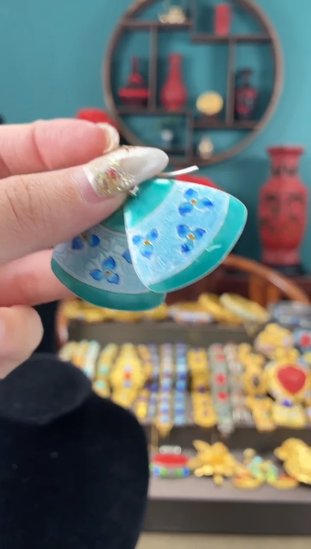 非遗手工烧蓝精品耳环