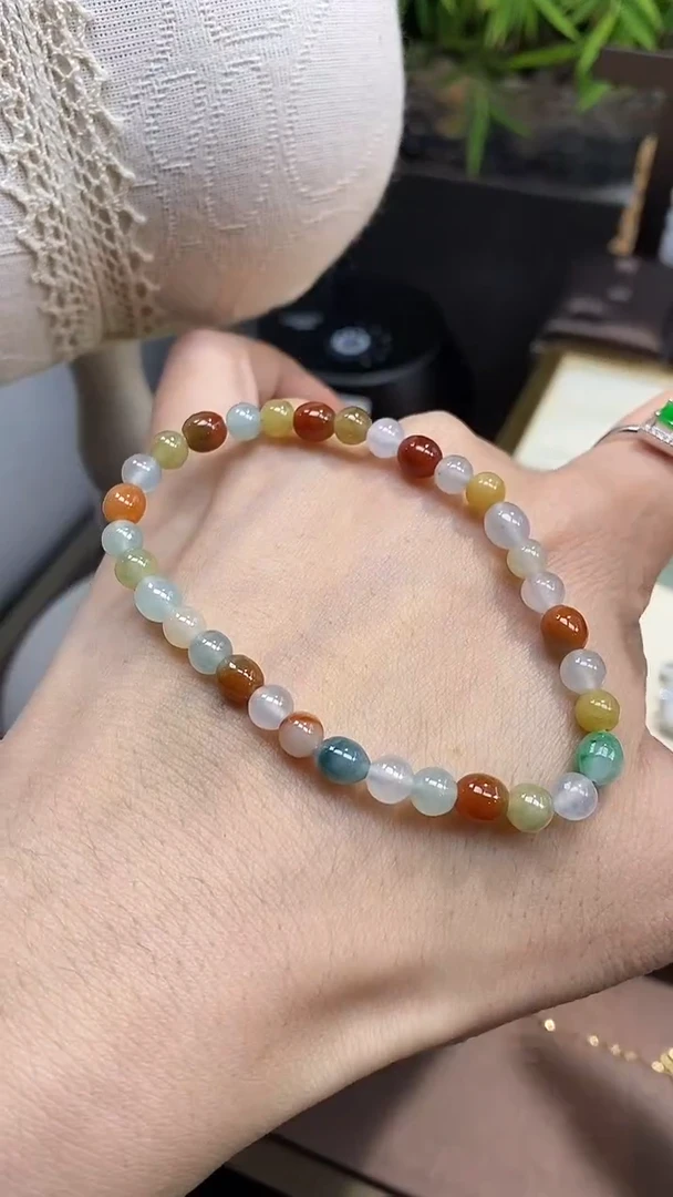 【闪购商品】翡翠手链未镶嵌天然缅甸A货翡翠 多宝手串