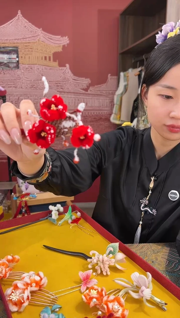 【闪购商品】刺绣非遗绒花（发饰）