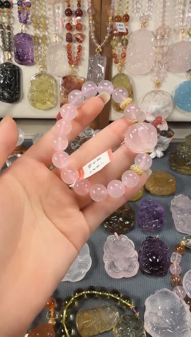 水晶手链未镶嵌粉趴趴
