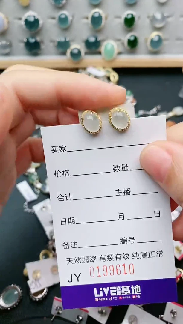 翡翠银S925镶嵌耳饰.