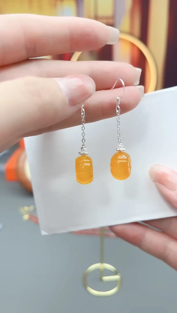 银S925镶嵌耳饰玛瑙/玉髓204