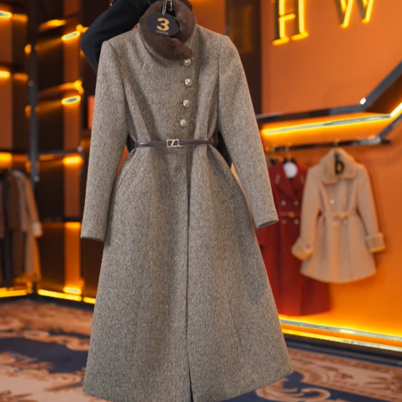 LL/90白鹅绒袖子有绒英伦时尚气质收腰鹅绒服DHZFF408045