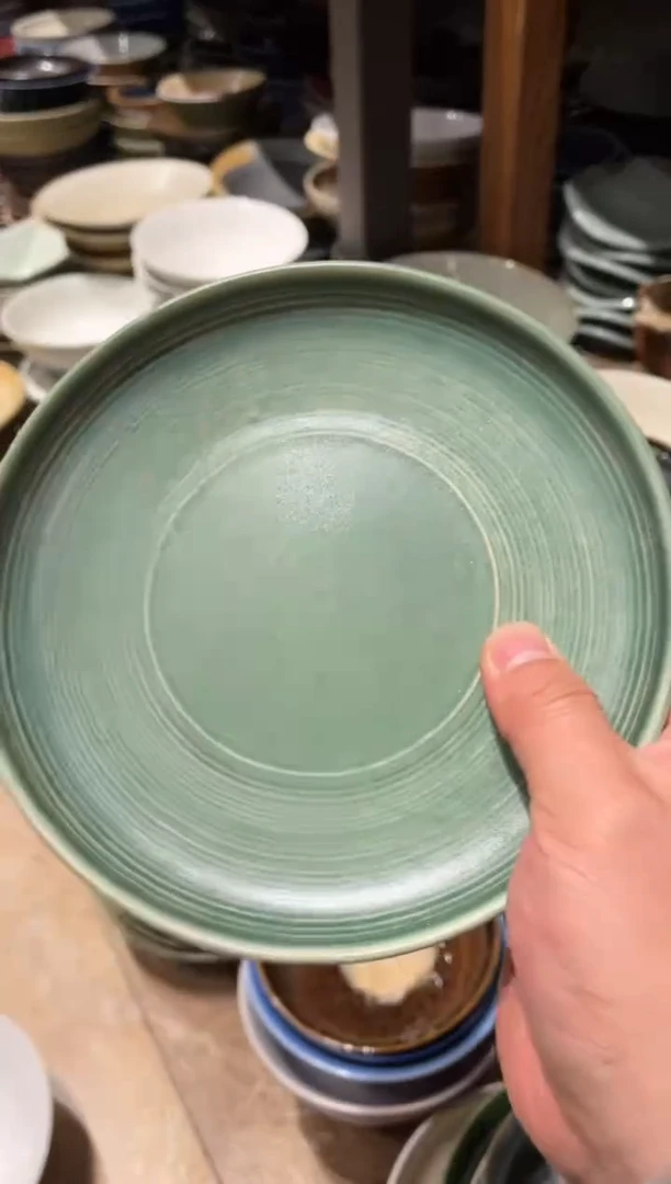 【闪购商品】瓷片105 微瑕绿浅盘1个