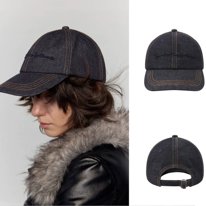 出逃赤岗西 原创复古牛仔刺绣鸭舌帽男女同款大头围显脸小棒球帽