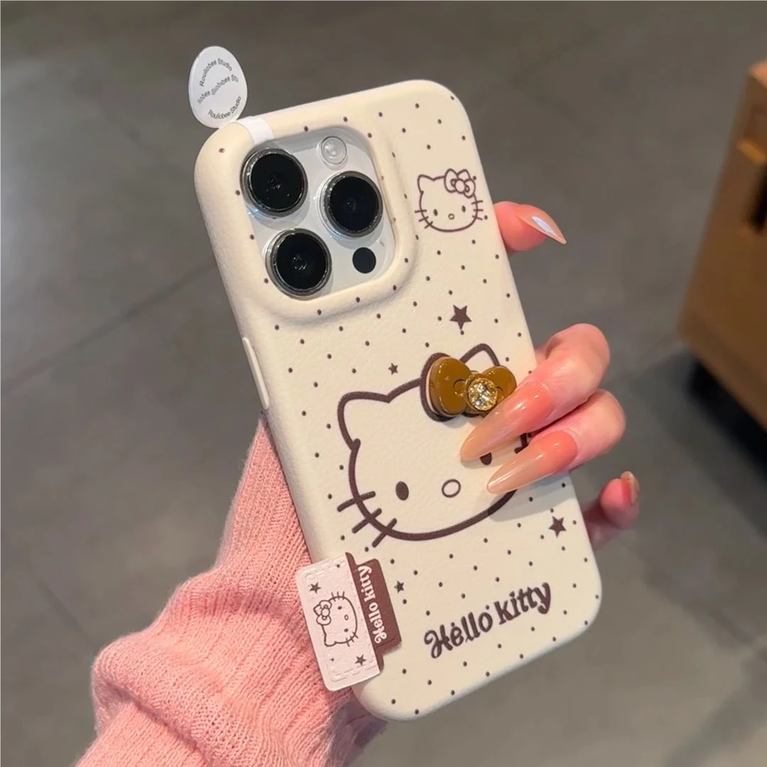 适用苹果17/16线条kitty蝴蝶结壳小米17/15新款华为pura80保护套