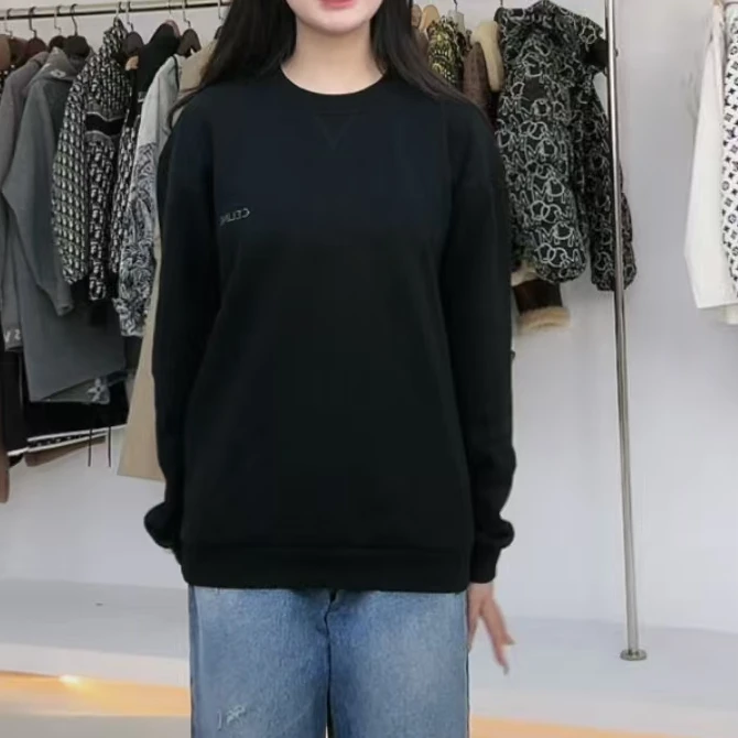 未使用 Celine/思琳 LOGO圆领长袖卫衣 黑色/XS