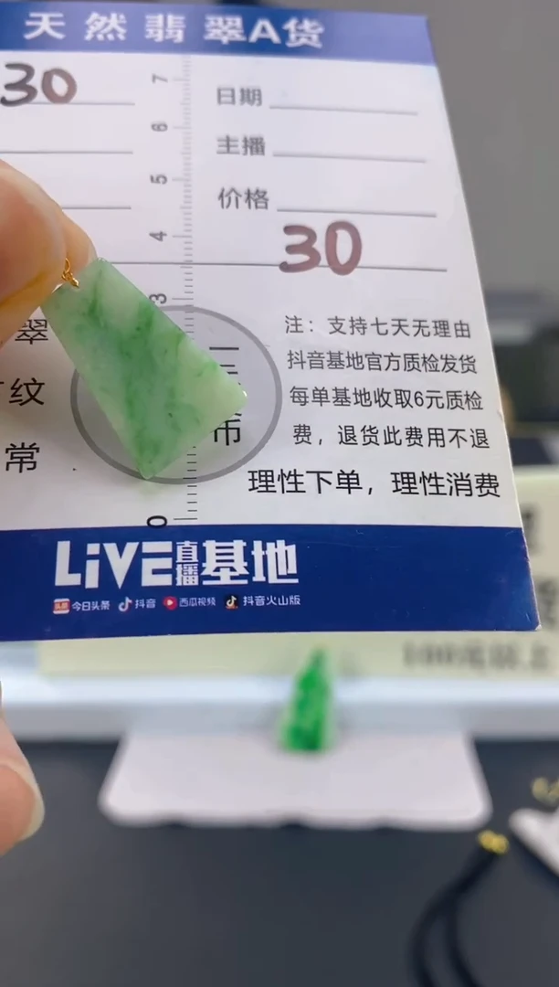 【闪购商品】翡翠颈饰18K金镶嵌天然A货翡翠  30