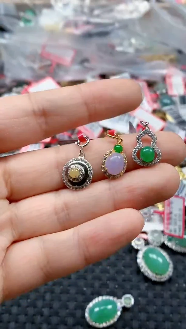 银S925镶嵌戒指翡翠天然A货缅甸翡翠