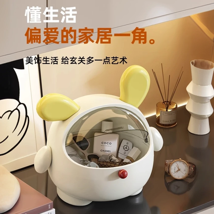 高颜值防尘桌面收纳盒玄关奢家用客厅饰品办公室大容量储物置物